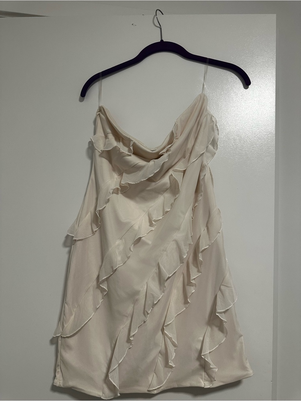Cream Ruffled Slip Dress from Oh Polly
